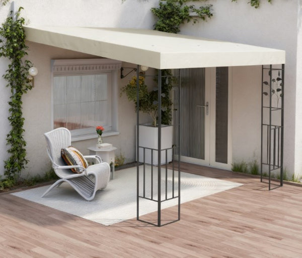 English Elm Convenient Wall Mounted Pergola Powder Coated Metal Frame Uv Resistant Outdoor Canopy T3971P427110