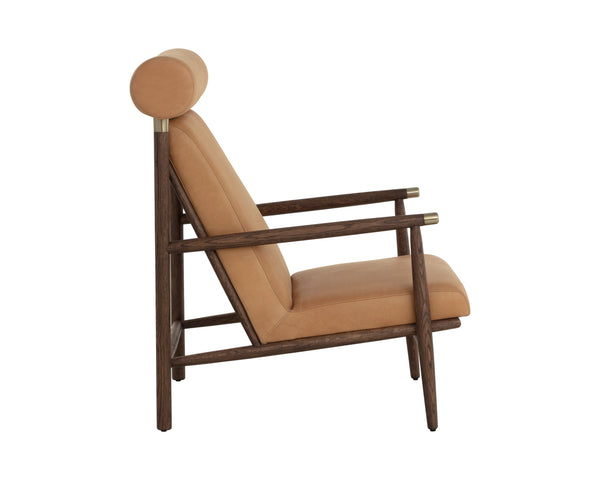 Sunpan Biko Lounge Chair - Timeless Sahara Camel Leather With Solid Oak Frame For Ultimate Comfort & Style Brown Leather 111312