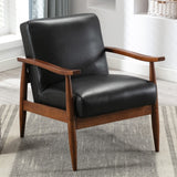 Comfort Pointe Austin Black Leather Gel Wooden Base Accent Chair Black