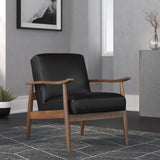 Comfort Pointe Austin Black Leather Gel Wooden Base Accent Chair Black