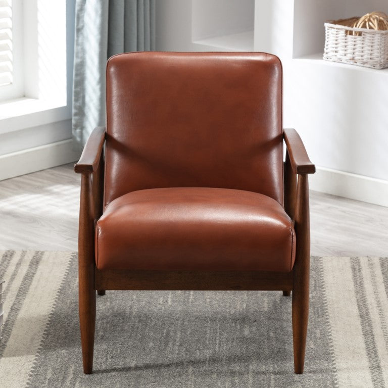 Comfort Pointe Austin Caramel Leather Gel Wooden Base Accent Chair Caramel