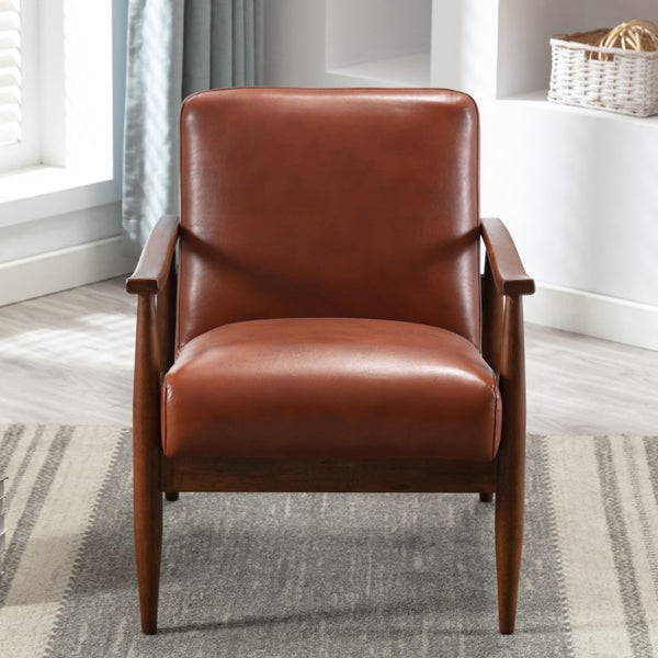 Comfort Pointe Austin Caramel Leather Gel Wooden Base Accent Chair Caramel
