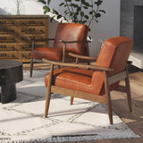Comfort Pointe Austin Caramel Leather Gel Wooden Base Accent Chair Caramel