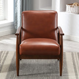 Comfort Pointe Austin Caramel Leather Gel Wooden Base Accent Chair Caramel