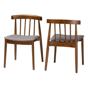 Baxton Studio Baxton Studio Wyatt Mid-Century Dining Chairs Set of 2 - Stylish Walnut & Grey Upholstered Comfort Florence Dining Chair