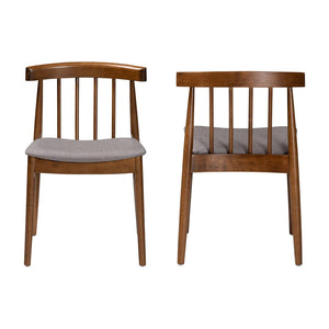 Baxton Studio Baxton Studio Wyatt Mid-Century Dining Chairs Set of 2 - Stylish Walnut & Grey Upholstered Comfort Florence Dining Chair