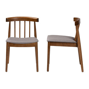 Baxton Studio Baxton Studio Wyatt Mid-Century Dining Chairs Set of 2 - Stylish Walnut & Grey Upholstered Comfort Florence Dining Chair