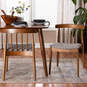 Baxton Studio Baxton Studio Wyatt Mid-Century Dining Chairs Set of 2 - Stylish Walnut & Grey Upholstered Comfort Florence Dining Chair