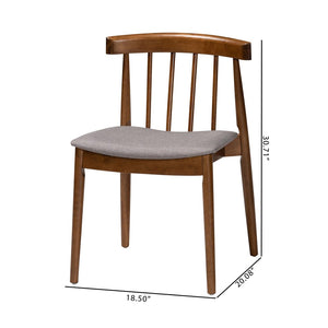 Baxton Studio Baxton Studio Wyatt Mid-Century Dining Chairs Set of 2 - Stylish Walnut & Grey Upholstered Comfort Florence Dining Chair