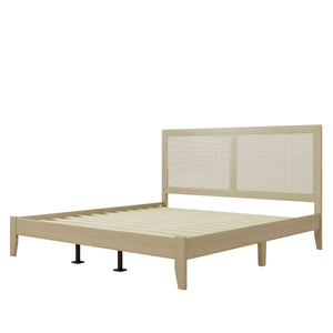 English Elm Christopher Knight Home® - Solid Wood Platform California King Bed With Hand-Woven Rattan Headboard For Stylish Comfort N758P197697N