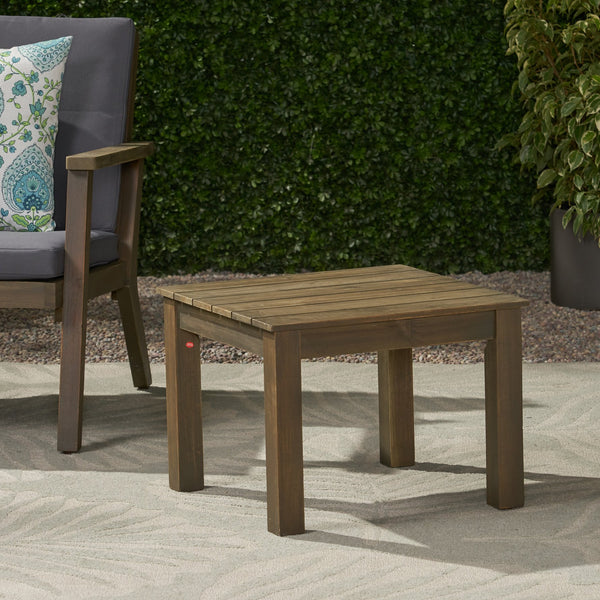 English Elm Christopher Knight Home® - TEMECULA Side Table Crafted from Durable Acacia Wood with Classic Slat Top, Stylish Outdoor Accent Piece Grey 66469.00GRY