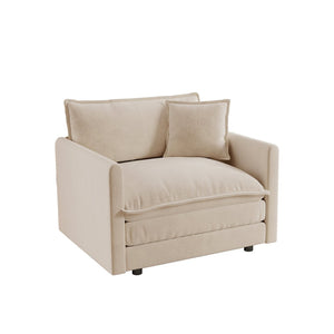 English Elm Comfy Deep Seat Chenille Armchair with Solid Wood Frame for Reading Lounging W714S00887