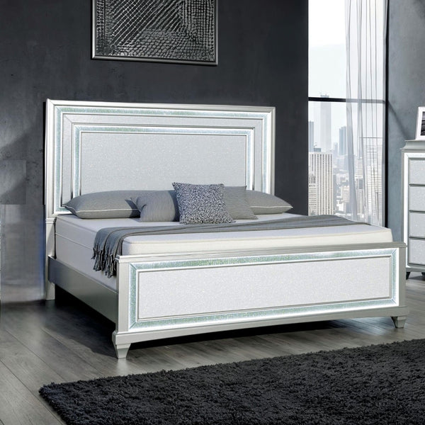 English Elm 1pc Queen Panel Bed Recessed Woodwork Warm Brown Finish Contemporary Bedroom Anchor B2741S00802