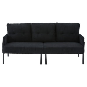 English Elm United We Win Corduroy Loveseat Plush Ergonomic Sofa with Spring Support Metal Legs Black W1568P410053