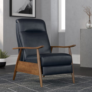 Comfort Pointe Solaris Wood Arm Push Back Recliner Midnight Blue
