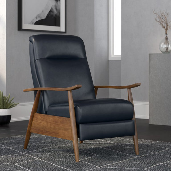 Comfort Pointe Solaris Wood Arm Push Back Recliner Midnight Blue