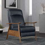 Comfort Pointe Solaris Wood Arm Push Back Recliner Midnight Blue