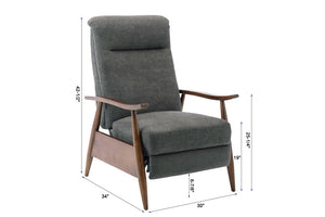 Comfort Pointe Soren Wood Arm Push Back Recliner Charcoal