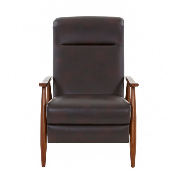 Comfort Pointe Solaris Wood Arm Push Back Recliner Burnished Brown