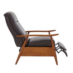 Comfort Pointe Solaris Wood Arm Push Back Recliner Burnished Brown