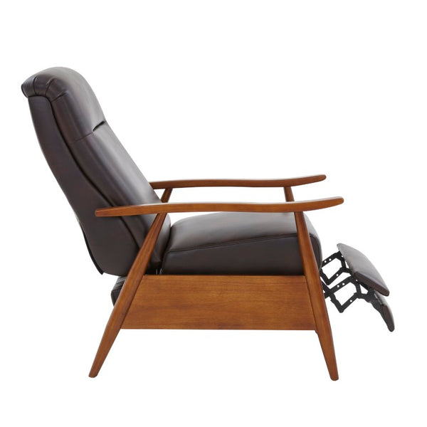 Comfort Pointe Solaris Wood Arm Push Back Recliner Burnished Brown