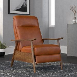 Comfort Pointe Solaris Wood Arm Push Back Recliner Caramel