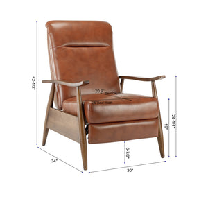 Comfort Pointe Solaris Wood Arm Push Back Recliner Caramel