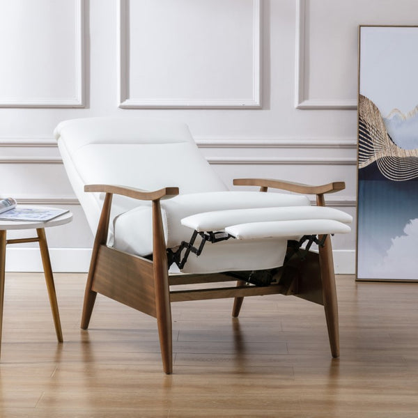 Comfort Pointe Solaris Wood Arm Push Back Recliner Milky