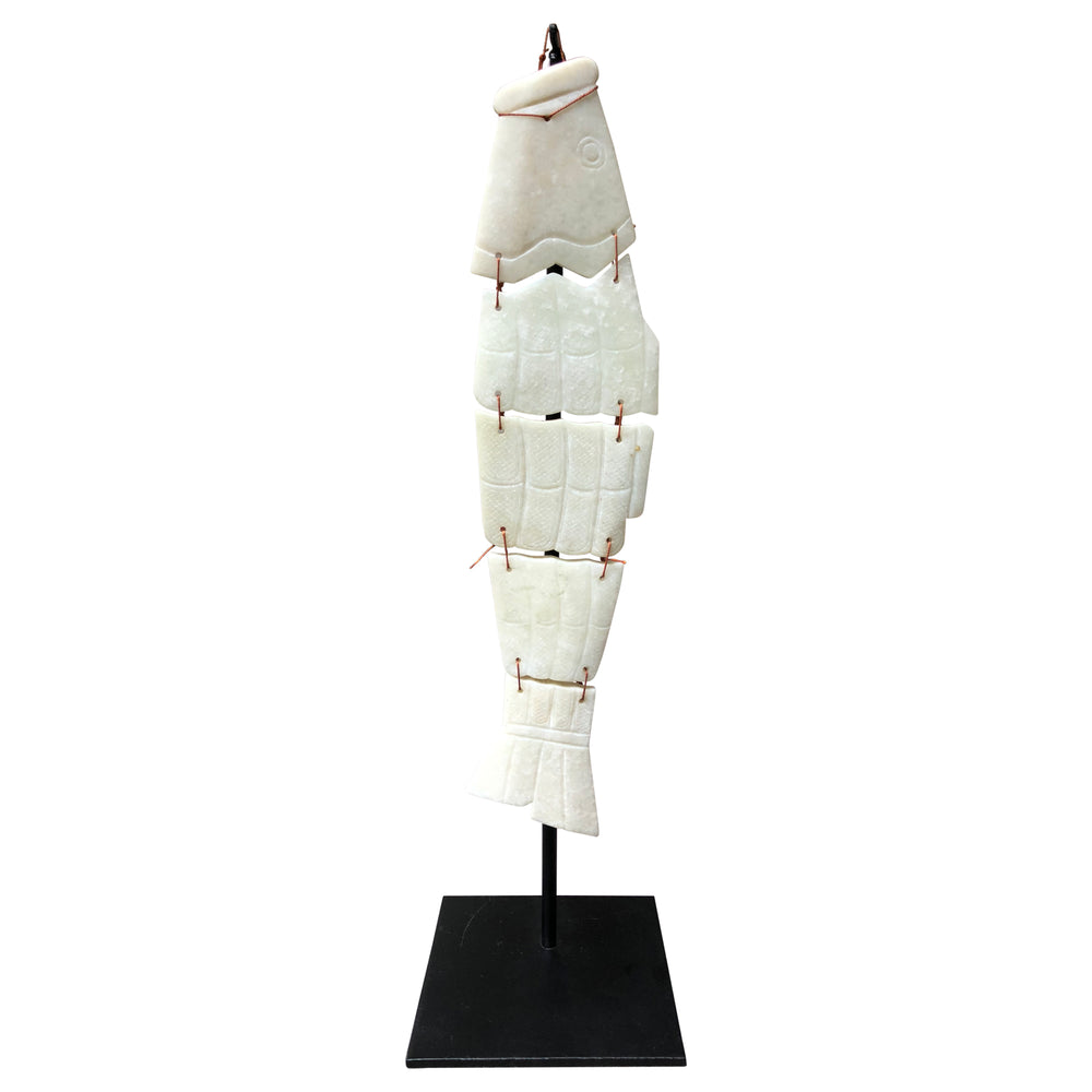 Lilys 15" White Jade Fish With Stand 8022