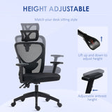 English Elm Vinsetto High Back Ergonomic Computer Home Office Chair, Mesh Task Chair With Lumbar Back Support, Reclining Function, Adjustable Headrest, Arms and Height, Black