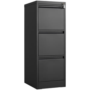English Elm 3 Drawer Locking Steel File Cabinet Narrow Powder Coated Build for Home Office W1247P173369