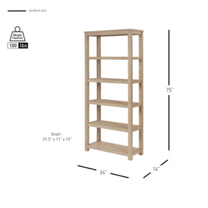 New Pacific Direct Tiburon Book Shelf Drifted Sand, Beige , Solid Acacia Wood 802275-ds-npd