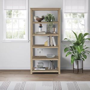 New Pacific Direct Tiburon Versatile 75" Book Shelf - Stylish Display & Pantry Storage In Drifted Sand Or Amber Finish Drifted Sand  802275-ds-npd
