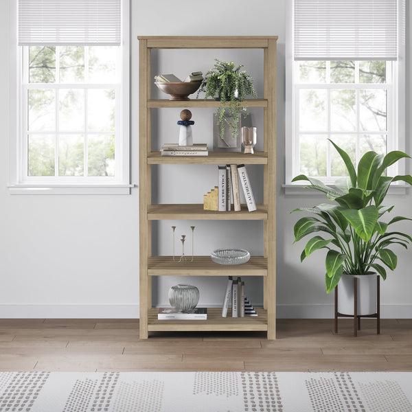 New Pacific Direct Tiburon Versatile 75" Book Shelf - Stylish Display & Pantry Storage In Drifted Sand Or Amber Finish Drifted Sand  802275-ds-npd