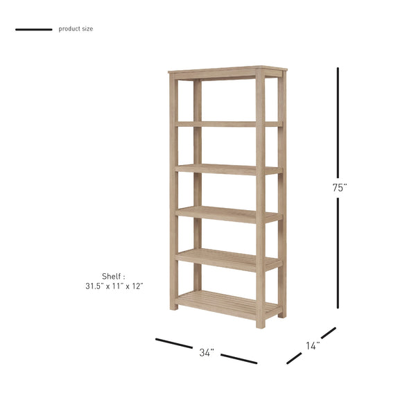 New Pacific Direct Tiburon Versatile 75" Book Shelf - Stylish Display & Pantry Storage In Drifted Sand Or Amber Finish Drifted Sand  802275-ds-npd