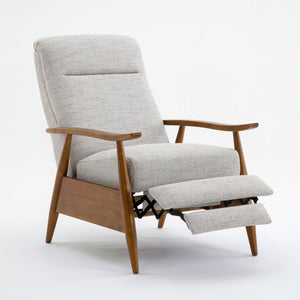 Comfort Pointe Terni Wood Arm Push Back Recliner in Performance Fabric Sea Oat