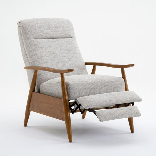 Comfort Pointe Terni Wood Arm Push Back Recliner in Performance Fabric Sea Oat