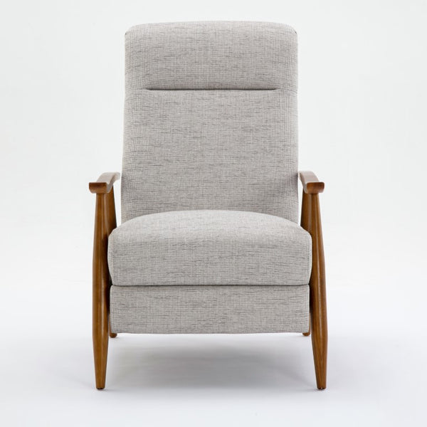 Comfort Pointe Terni Wood Arm Push Back Recliner in Performance Fabric Sea Oat