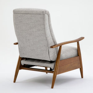 Comfort Pointe Terni Wood Arm Push Back Recliner in Performance Fabric Sea Oat