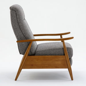 Comfort Pointe Terni Wood Arm Push Back Recliner in Performance Fabric Ashen Grey