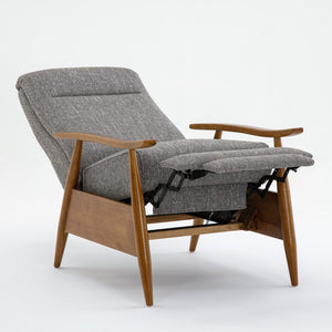 Comfort Pointe Terni Wood Arm Push Back Recliner in Performance Fabric Ashen Grey