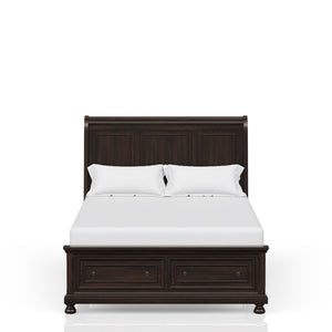 English Elm Dark Solid Wood Storage Bed with Cherry Finish, Two Under-Bed Drawers, Sturdy Transitional Design Dark Cherry King B2699S00008