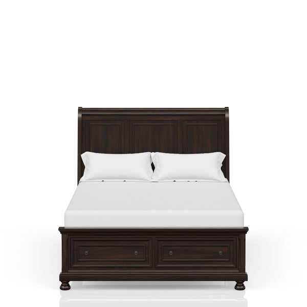 English Elm Dark Solid Wood Storage Bed with Cherry Finish, Two Under-Bed Drawers, Sturdy Transitional Design Dark Cherry King B2699S00008