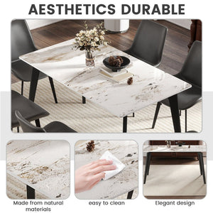 English Elm 55.12" Modern Artificial Stone Dining Table With Black Metal Legs - Seats 6, Easy Maintenance & Chic Design P1 W1535S00511-GIGA