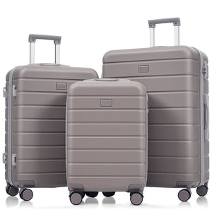 English Elm Premium Abs Hardshell 3 Piece Suitcase Set with Tsa Locks and Spinner Wheels Light Brown N726P296022U