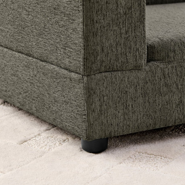 English Elm Comfortable Linen Upholstered Pet Sofa with Backrest and Armrests for Large Dogs Dark Gray W487P430320