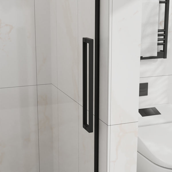 English Elm Goodyo 48" W X 72" H Modern Sliding Shower Door - Frameless Clear Glass, Easy-Clean Coating, Matte Black Hardware D163118741