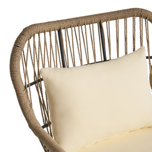 English Elm Christopher Knight Home® - SOUTHPORT Woven Rope Club Chair with Steel Frame, Water‑Resistant Cushions & Bohemian Outdoor Style Brown+Beige 62329.00CBRN