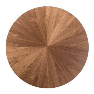 Baxton Studio Baxton Wendy Mid-Century Modern 5-Piece Dining Set: Stylish Round Table & Velvet Chairs in Walnut Walnut Sunburst Dining Set
