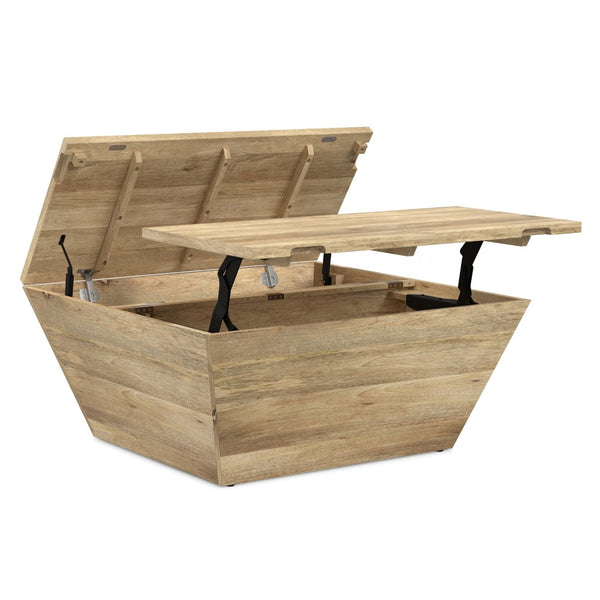 English Elm Abba Solid Mango Wood Lift Top Coffee Table with Dual Hidden Storage Compartments Natural B136P429093